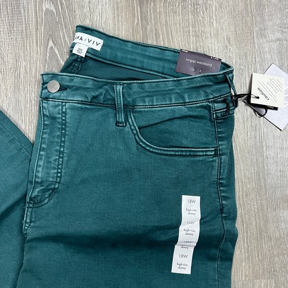 Ava & Viv Women's Plus Size Green High-Rise Ankle Jeans - Size 18W - NWT - Picture 8 of 15